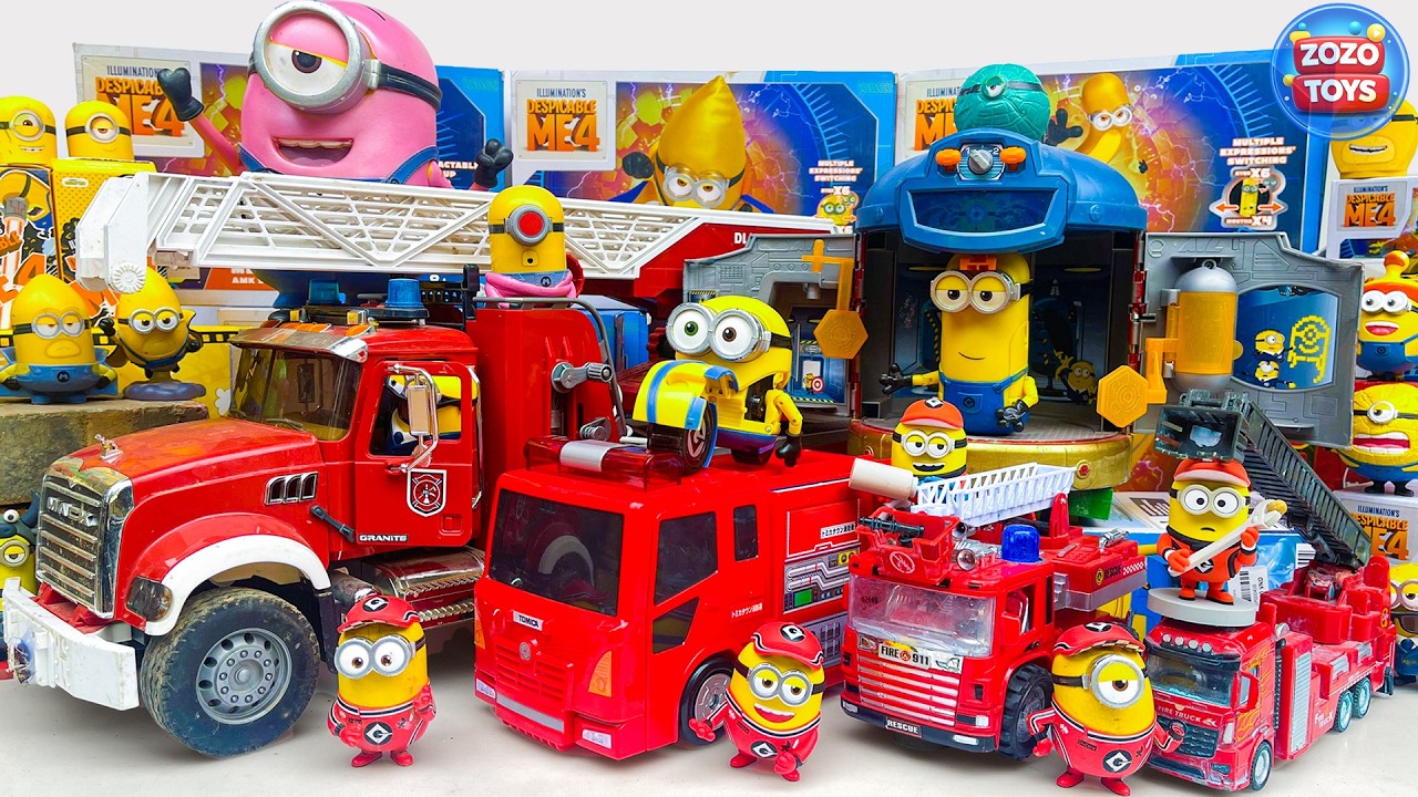 Satisfied with unboxing the fire truck and minions From Despicable Me 3