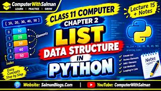 Class 11 Computer Chapter 2 | List Data Structure in Python | Lecture 15 + Notes