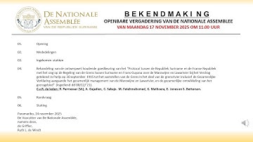 17 NOVEMBER 2025 - DL. 1 - OPENBARE VERGADERING VAN DE NATIONALE ASSEMBLEE