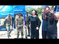 Vijay Deverakonda superb entry on a chopper for his new movie launch- Puri Jagannadh,  Charmy Kaur