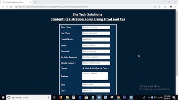Student Registration Form Using Creation Html and Css | Html and Css Student Registration Form