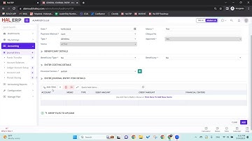 Journal Entry Module in HAL-ERP