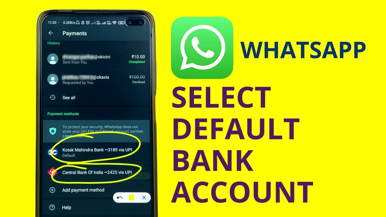 How to Select a Default Bank Account in WhatsApp Pay?