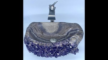 Amethyst Geode Sink #007B (22" x 14" x 6" tall x 71/lbs) (with amethyst stalactite flower Formation)