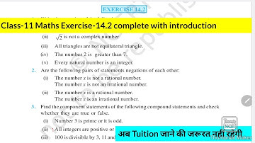 NCERT Class-11 Maths Chapter-14(Mathematical reasoning) Exercise-14.2 complete with introduction