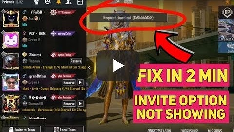 🤯👉Invite Option Not Showing in bgmi | Request timed out bgmi | How to FixInvite option not showing🥵