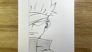 How To Draw Gojo Half Face Calm Smile Anime Drawing Tutorial