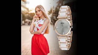 ALRIC Ellip Ladies Analog Wrist Watch Rose Gold & White Color