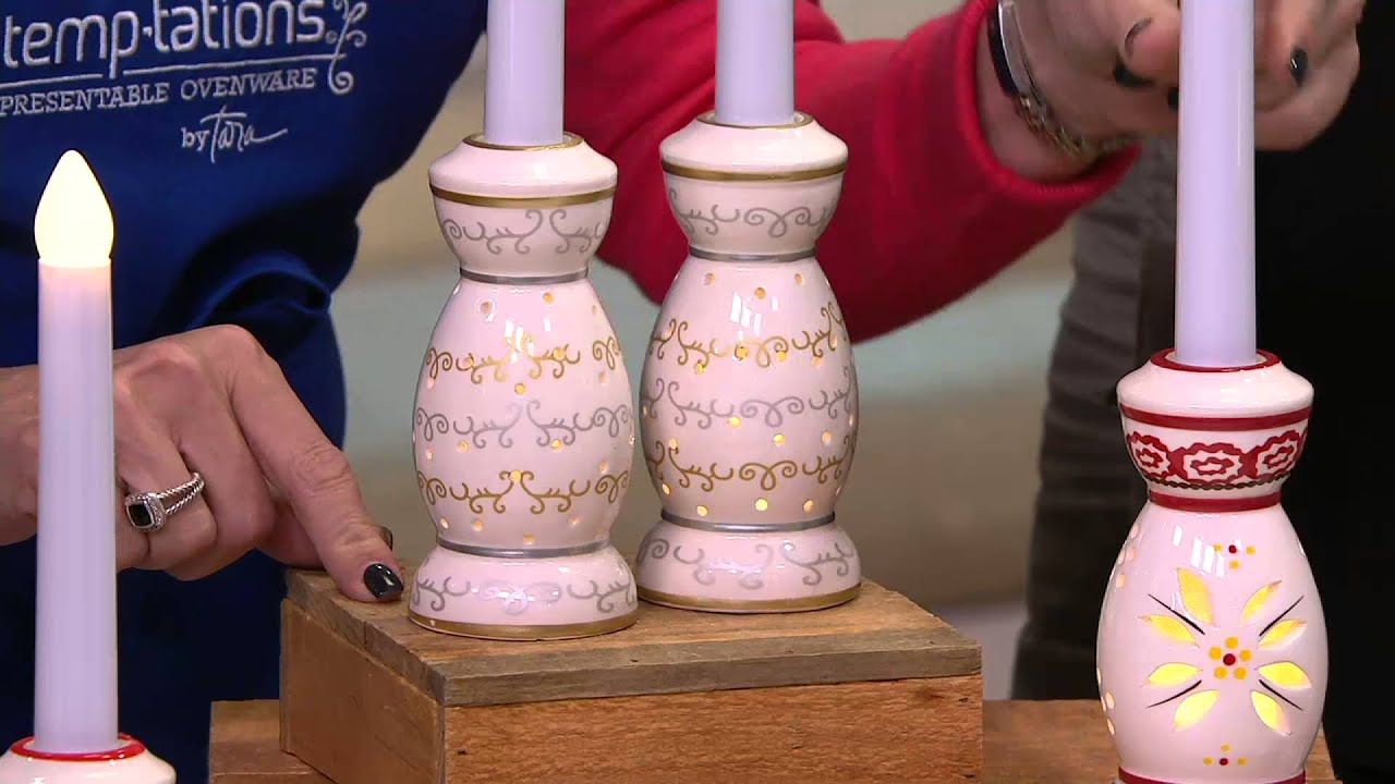 Temptations Set of (2) Taper Flameless Candles on QVC YouTube