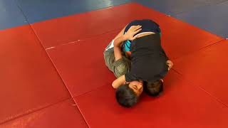 Aug 11 23 Liam Attempting Arm Bar and maintaining mount position effectively.