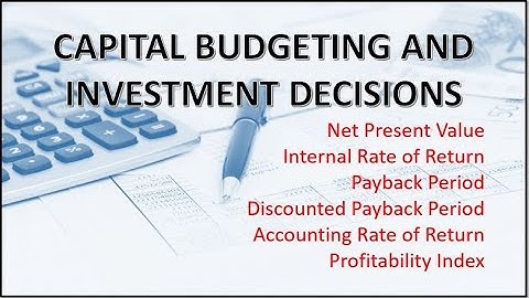 6 Capital Budgeting Techniques (NPV, IRR, PBP, DPBP, ARR, PI) Part - 1