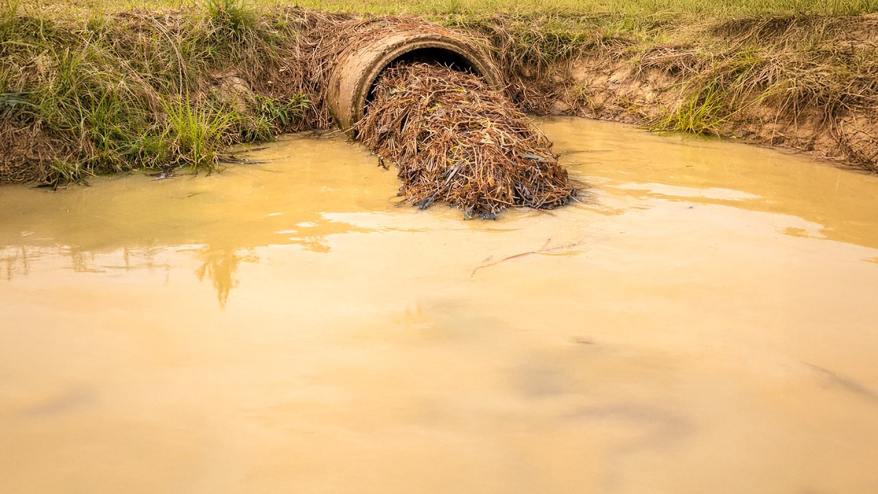 Powerful Water Surge After Culvert Unclogging