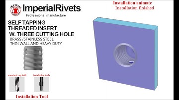 Self Tapping Threaded Insert W. 3 cutting hole installation - Imperial rivet & fasteners