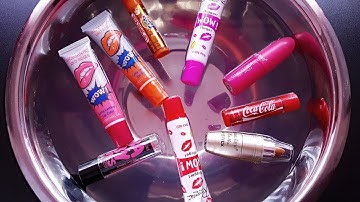 Lipstick Slime - Satisfying Slime Coloring - Mixing Lipstick into Clear Slime