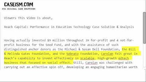 Reach Capital: Performance in Education Technology Case Solution & Analysis