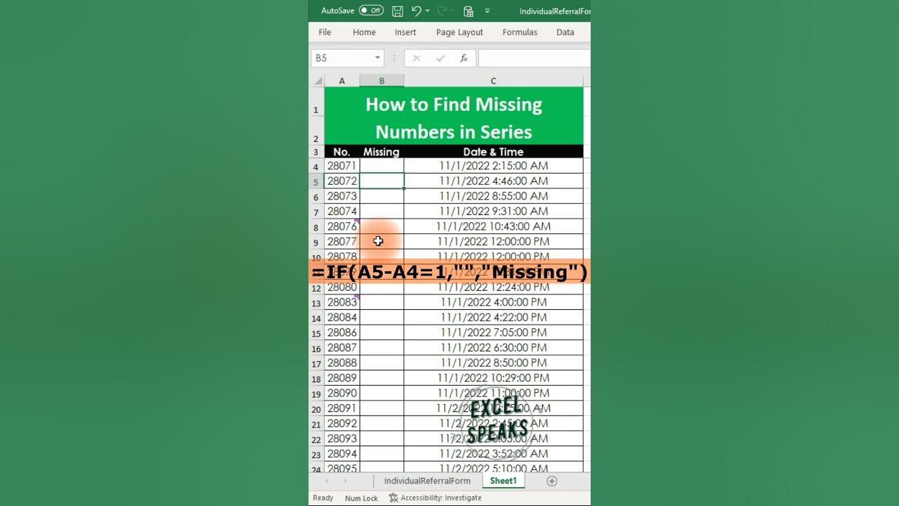 Excel Find Missing Number In Series
