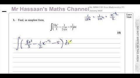 WMA11/01 Pure Mathematics P1 (IAL)  Jan 2020   Q1 Integration