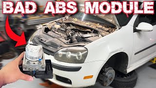 VOLKSWAGEN RABBIT FAULTY ABS MODULE AND USED REPLACEMENT