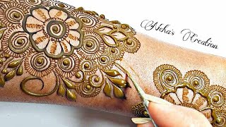 Rakhi special Mehndi Design l Floral Dubai Mehendi design l how to make henna leaf l Beautiful mhndi