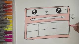 How to draw a cute girls makeup kit easy step by step for kids