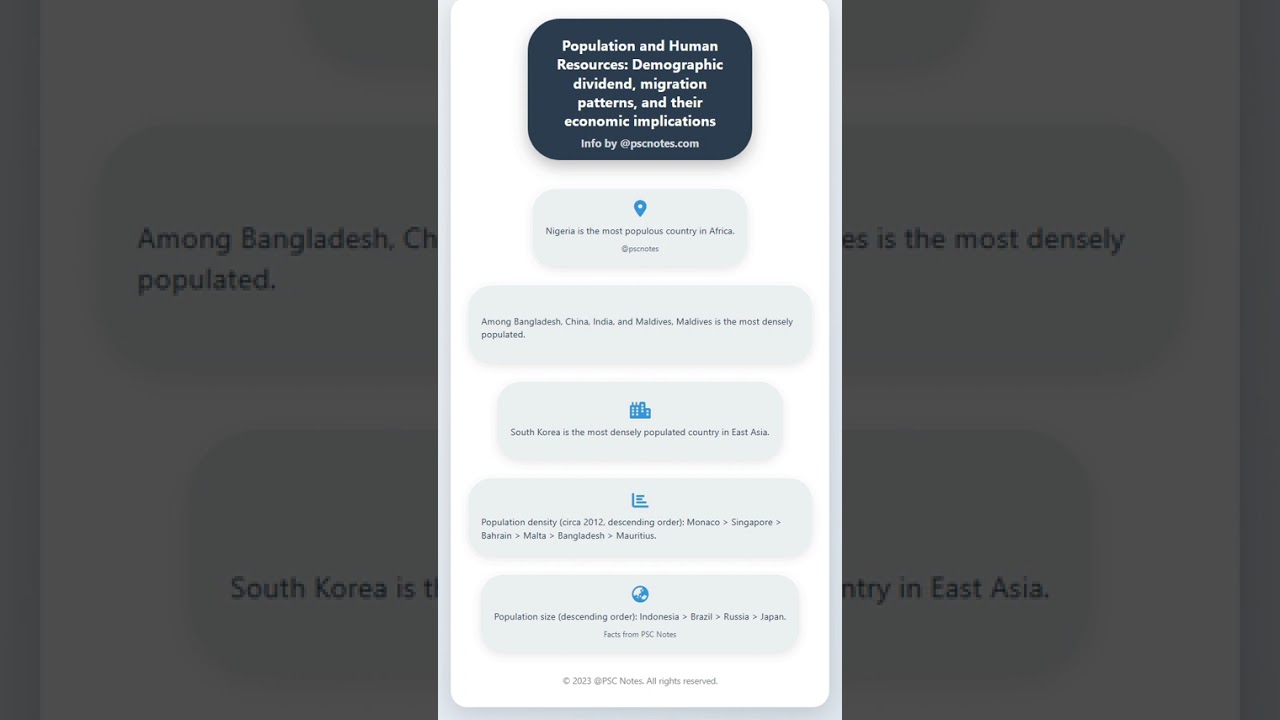 Population and Human Resources: Demographic dividend, migration patterns, and their economic im...