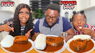 FUFU AND PEPPER SOUP with FISH (speed eating challenge) *MUST WATCH*