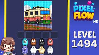 Pixel Flow Level 1494 Solution Walkthrough