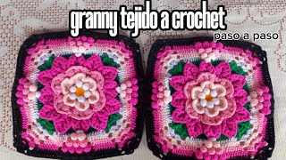 Cuadrado 3D Tejido a CROCHET / paso a paso FÁCIL de TEJER para MANTAS o COJINES (1/2)