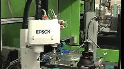 EPSON FANS Machine Tending Cell with Vision Guided Conveyor Tracking (E2C351S Scara).