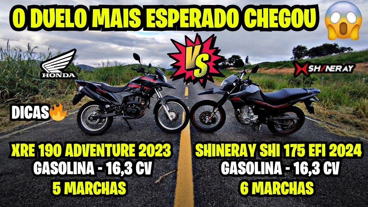 XRE 190 ADVENTURE 2023 VS SHINERAY SHI 175 EFI 2024. TESTE RETA E DESCIDA. QUAL ANDA MAIS?