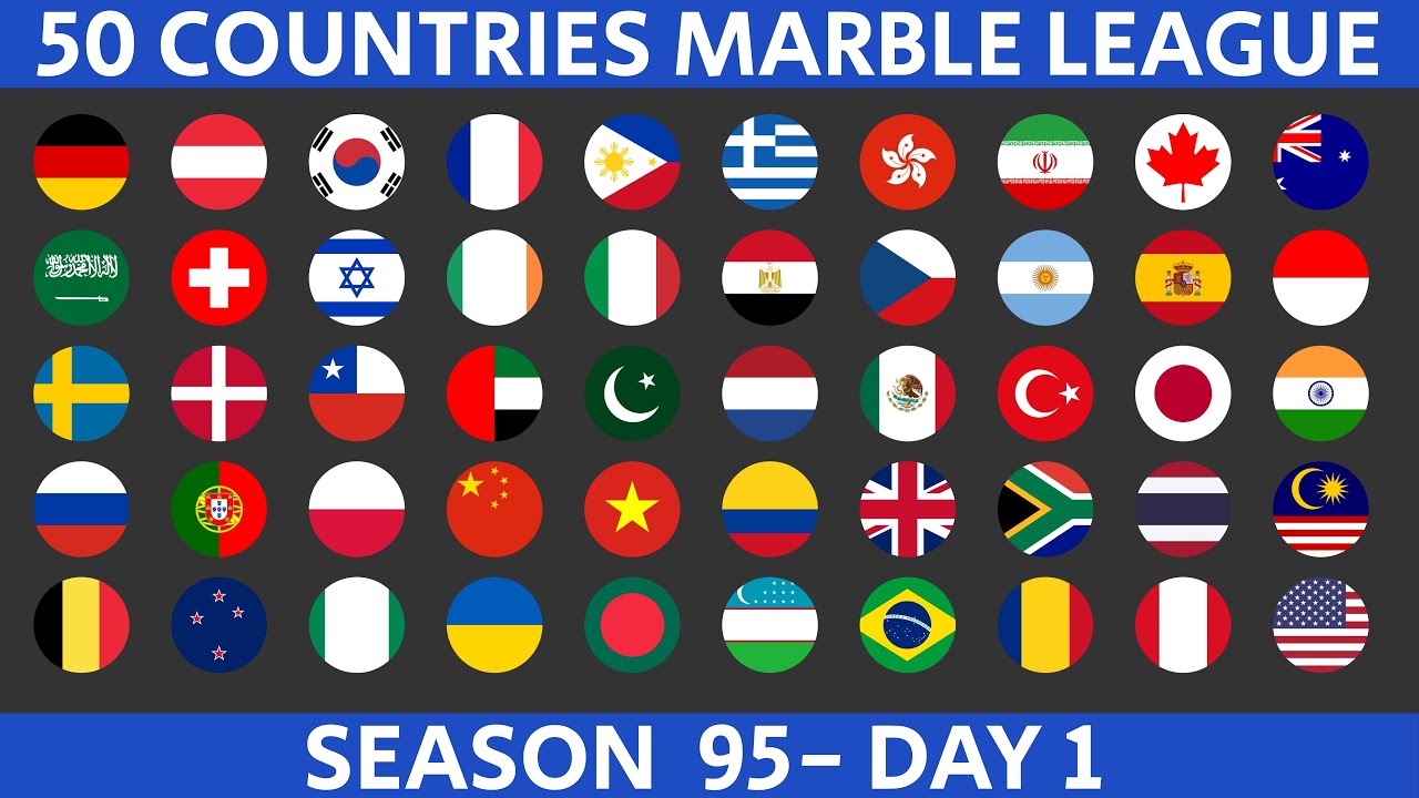 50 Countries Marble Race League Season 95 Day 1/10 Marble Race in Algodoo