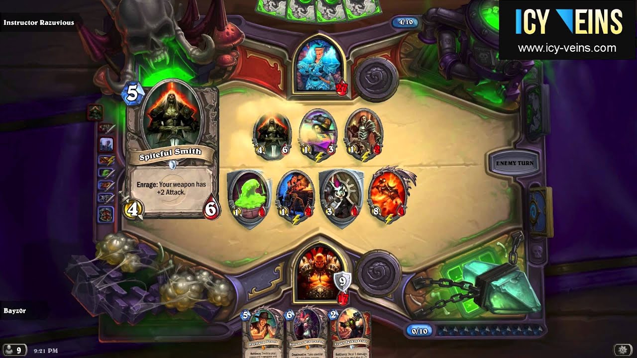 Hearthstone Heroic Instructor Razuvious - Curse of Naxxramas - YouTube