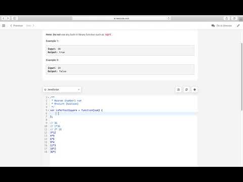 perfectSquare solution Leetcode