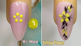 Yellow Flower Nails Art For Beginner 💖Vẽ Hoa Vàng 💅 New Nails Design 💝 New Nails