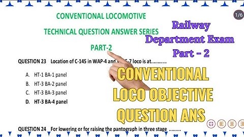 Conventional Loco Objective Question Ans Part-2 | Railway Department Exam MCQ |