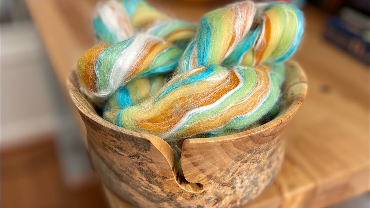 Как прясть пряжу из смеси мериносовой шерсти, ананаса и шелковицы из сложения и цепного сложения!