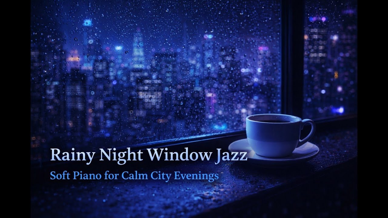 Rainy Night Window Jazz 🌧️ | Soft Piano for Calm City Evenings