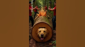 🐶 Brave Dog Trapped in Giant Log – Workers Rescue Mission! | Viral Forest Short #animals #funny