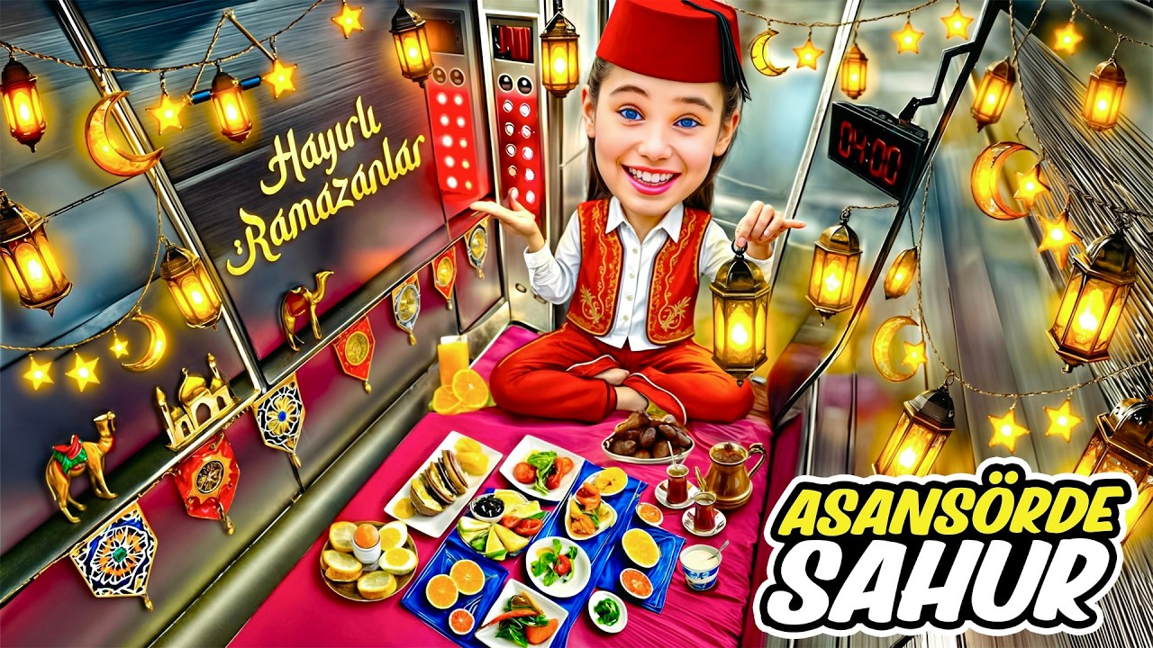 ELİF SİNEM ASANSÖRDE SAHUR SÜRPRİZİ YAPTIK !! SAHUR İLE SABAHLAMA VLOG !! 