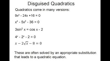 AS Maths Disguised Quadratics