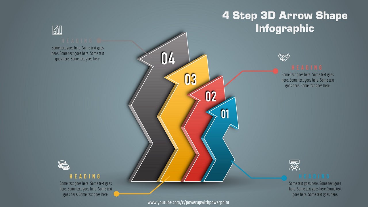 66.[PowerPoint] Create 4 Step 3D Arrow Shape Infographic|3D Designs|3D ...