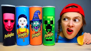 MUKACHU 손가락 가족 노래 먹는 비디오 Eating Pringles magic
