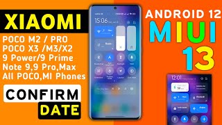 Xiaomi MIUI 13 Android 12 Update for Redmi 9 Power, 9 Prime,Poco M3,M2,Pro,M2,Note 9, 9 Pro,Max