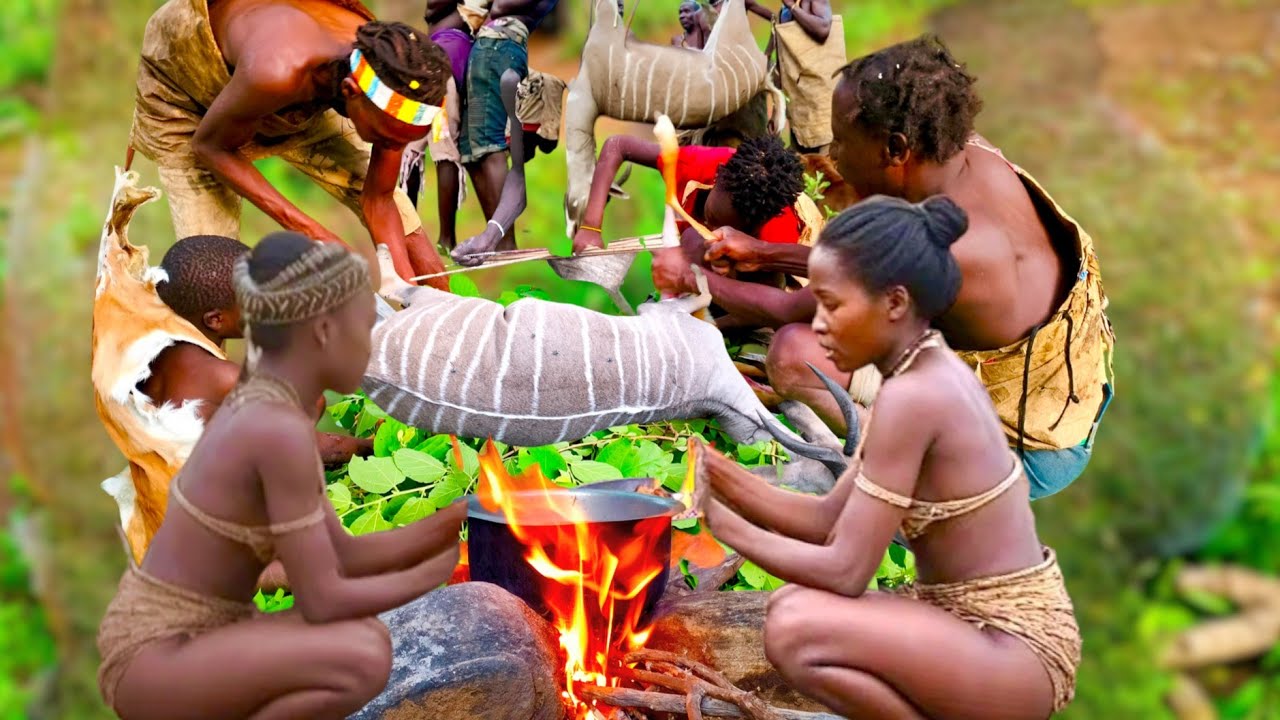 Big KUDU 💥Hunt and cook with African's Most Skilled Hadzabe Tribe ...