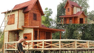 Building The Most Creative 2-Story Resort Bamboo House By Ancient Hand Tools [Part 4]