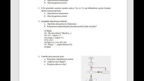 5.Algoritma 3.soru:Algoritma akış şeması