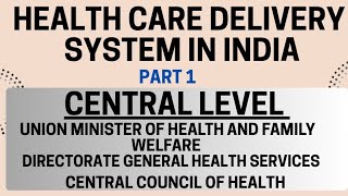 Health Care System in India|Central Level|Union Ministry,DGHS & Central Council Explained