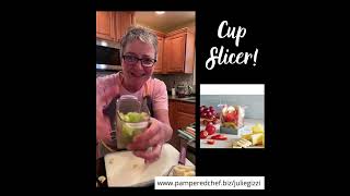 It's the cup slicer from pampered chef!! Make a quick fruit salad