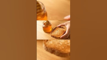 Spreading honey on bread ASMR #asmr #asmrvideo #relax #shortvideo #aivideo #bread