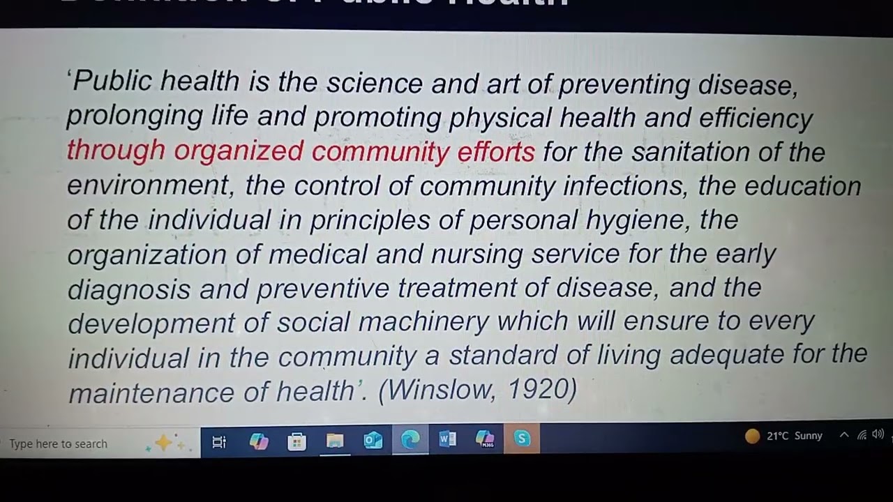 What is public health?Detailed definition of public health by Winslow 